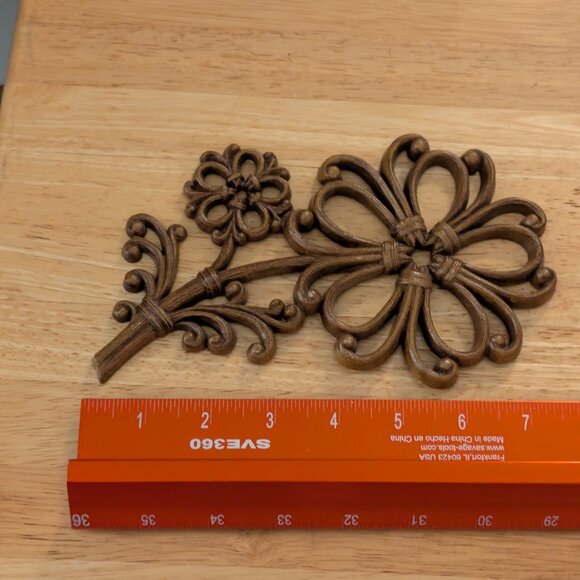 Vintage 1978 Syroco Flower Wall Decorations Set Of 3 #7560 Wicker Look - Picture 8 of 8